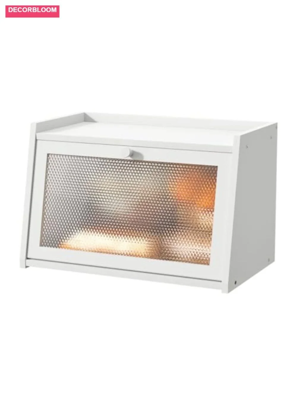 Large Farmhouse Bread Box with Wavy Window - Bamboo Wood Kitchen Countertop